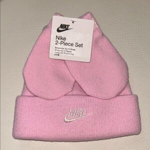Nike Soft Pink Infant Hat and Mittens